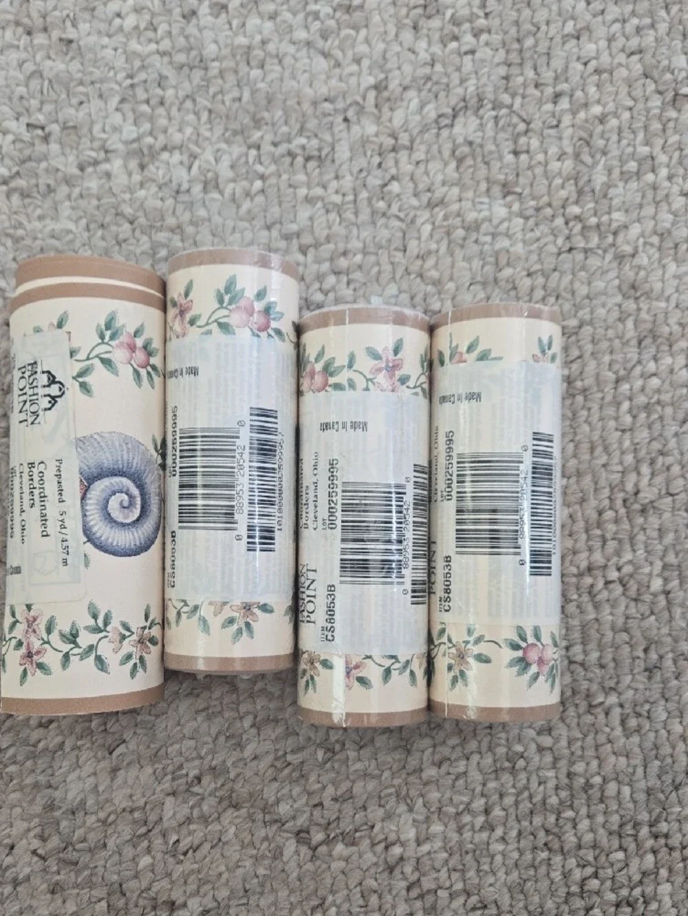 Vintage Coastal Seashell Wallpaper Border –4 Rolls (1 Open) – Pastel Beach Des